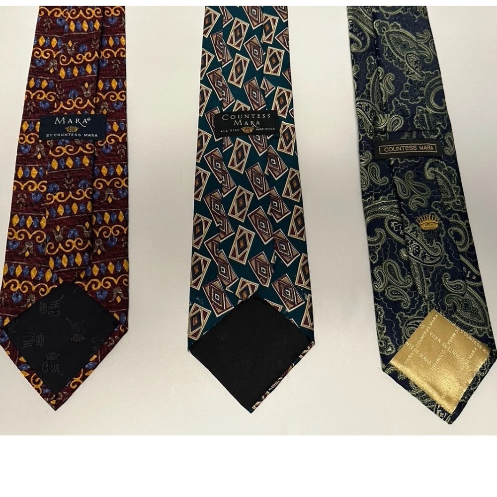 Lot of 3 Countess Mara Mens Silk Ties Vintage Designer Neckties Paisley & Geo